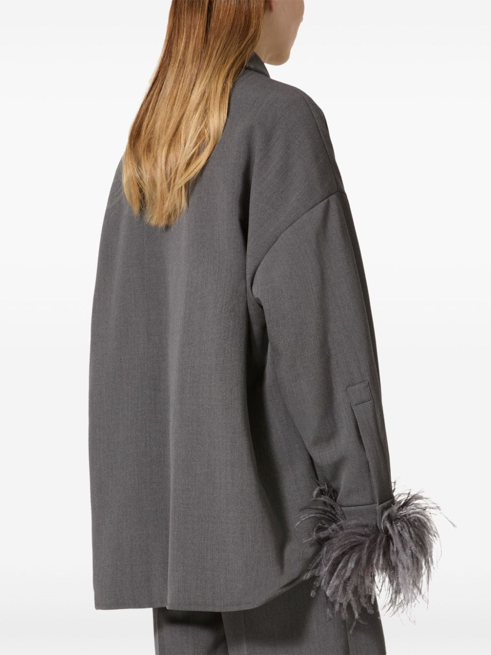feather-trimmed wool shirt - 4