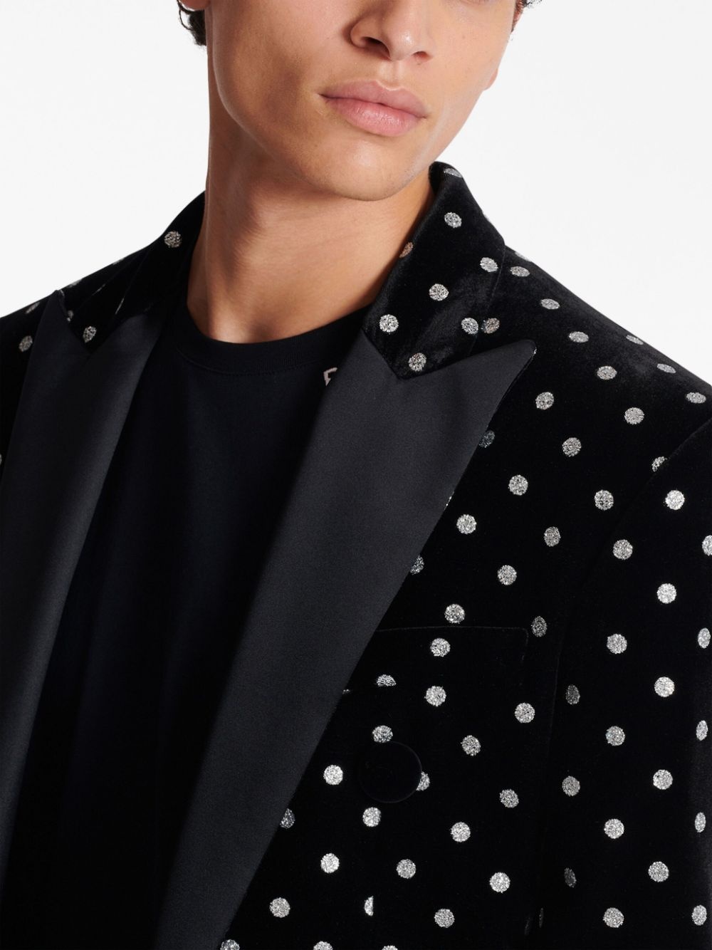 glitter dot single-breasted blazer - 7