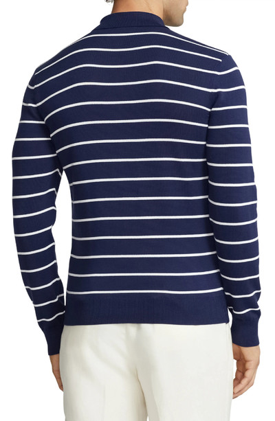 Ralph Lauren Stripe Cotton Polo Sweater in Spring Navy/Optic White outlook