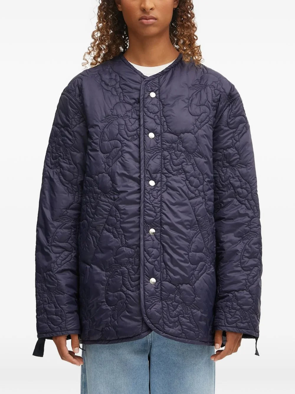 quilted button jacket - 1