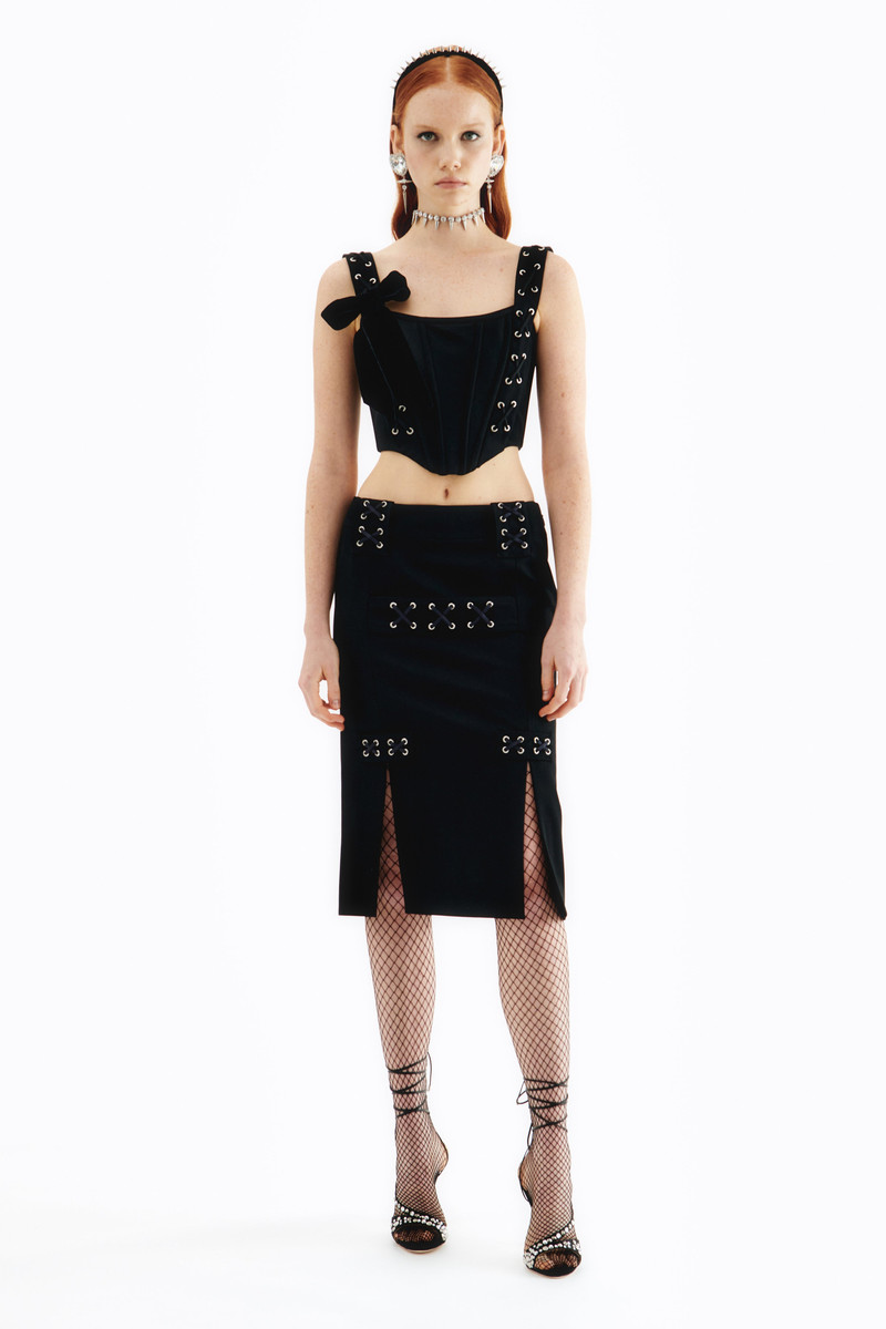 Alessandra Rich STRETCH WOOL BUSTIER WITH LACE UP outlook