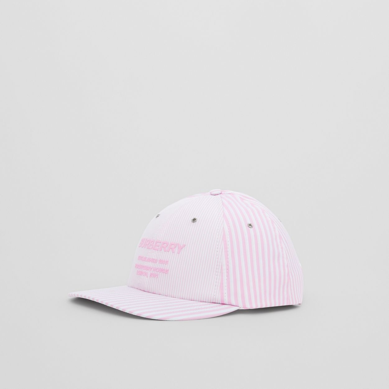 Horseferry Motif Striped Cotton Baseball Cap - 5
