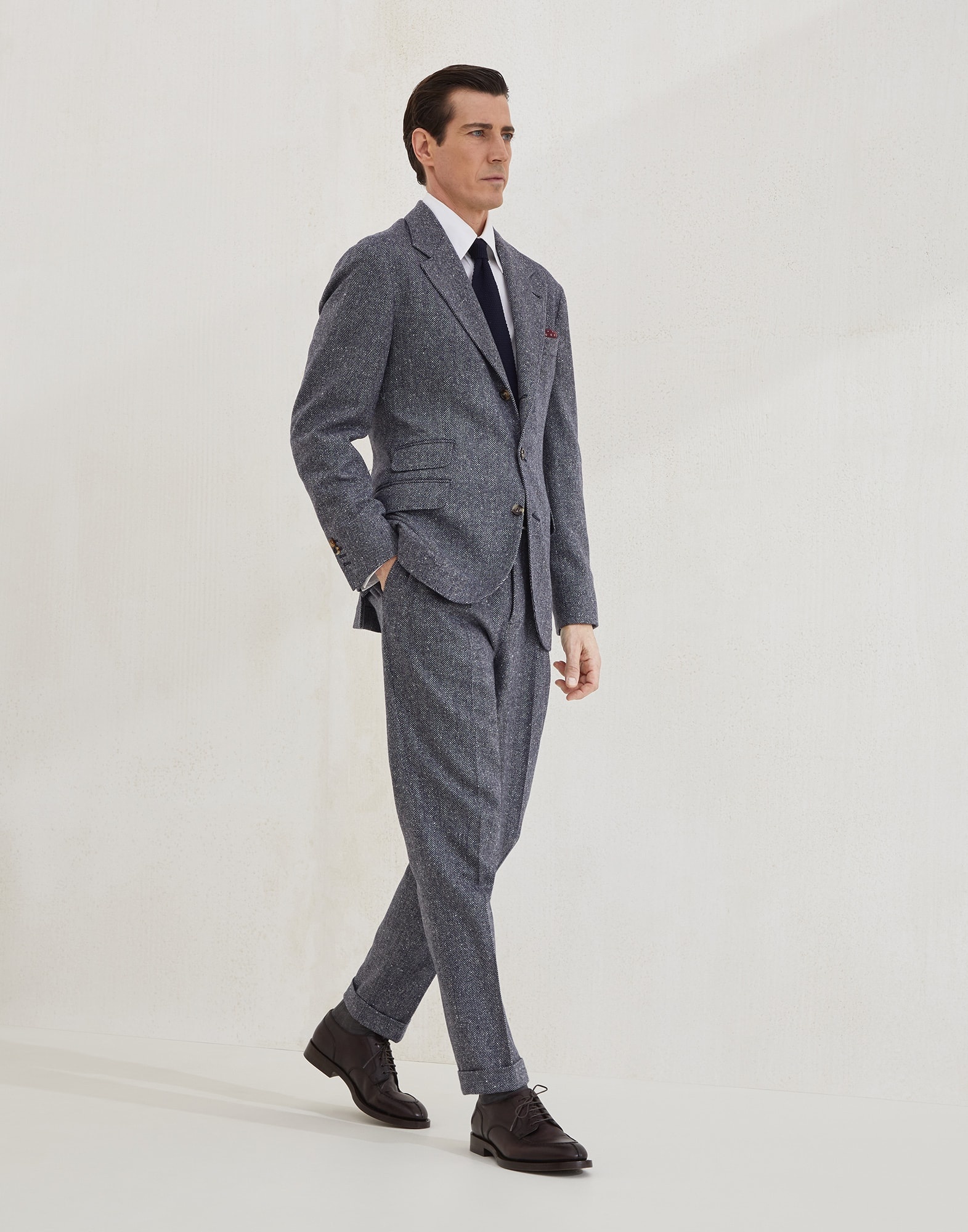 Wool and cashmere flecked chevron deconstructed Cavallo blazer - 5