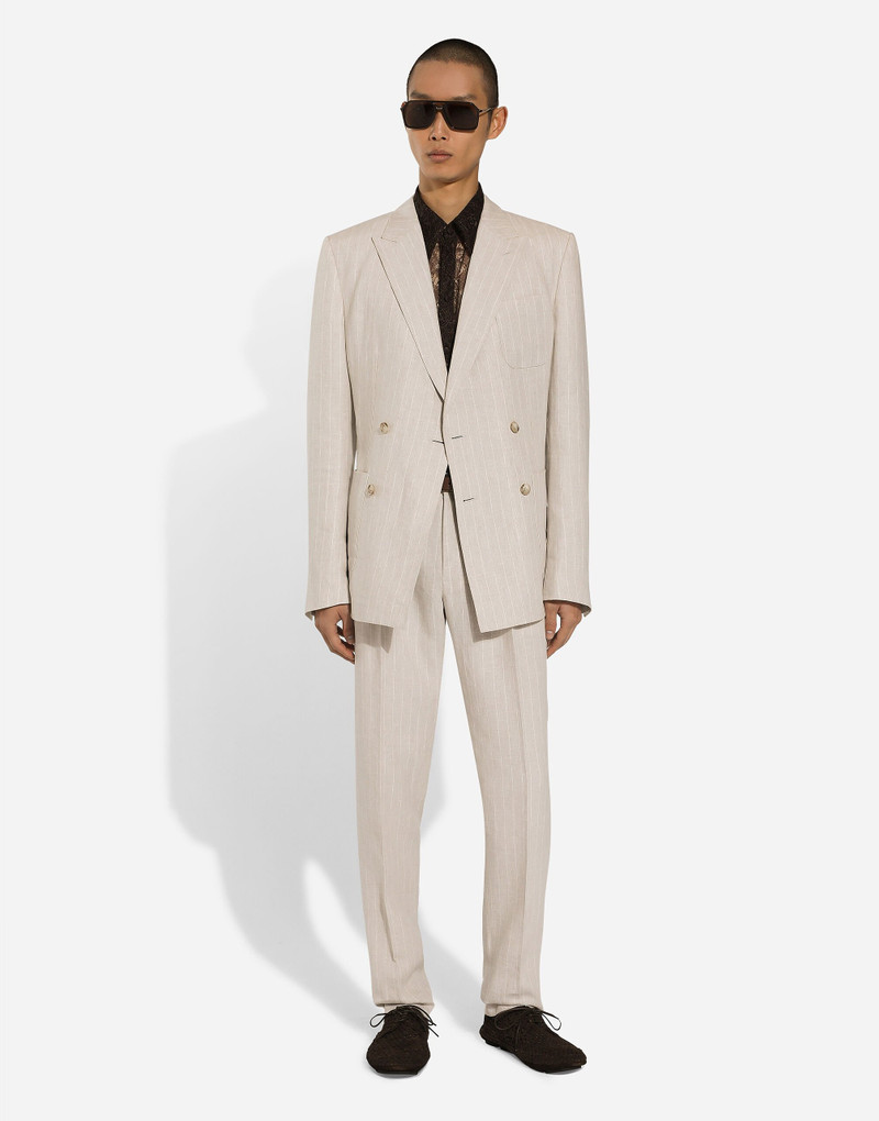 Dolce & Gabbana Double-breasted Portofino-fit jacket in pinstripe linen outlook