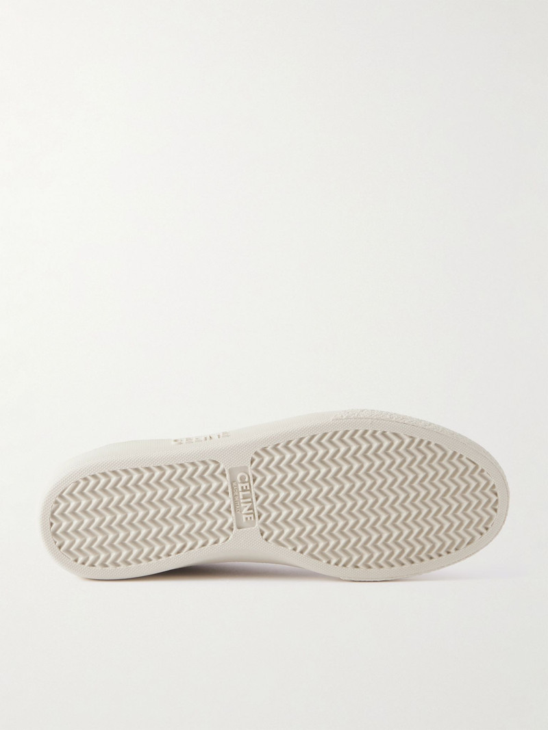 CELINE Logo-Embossed Leather-Trimmed Suede Sneakers Beige outlook