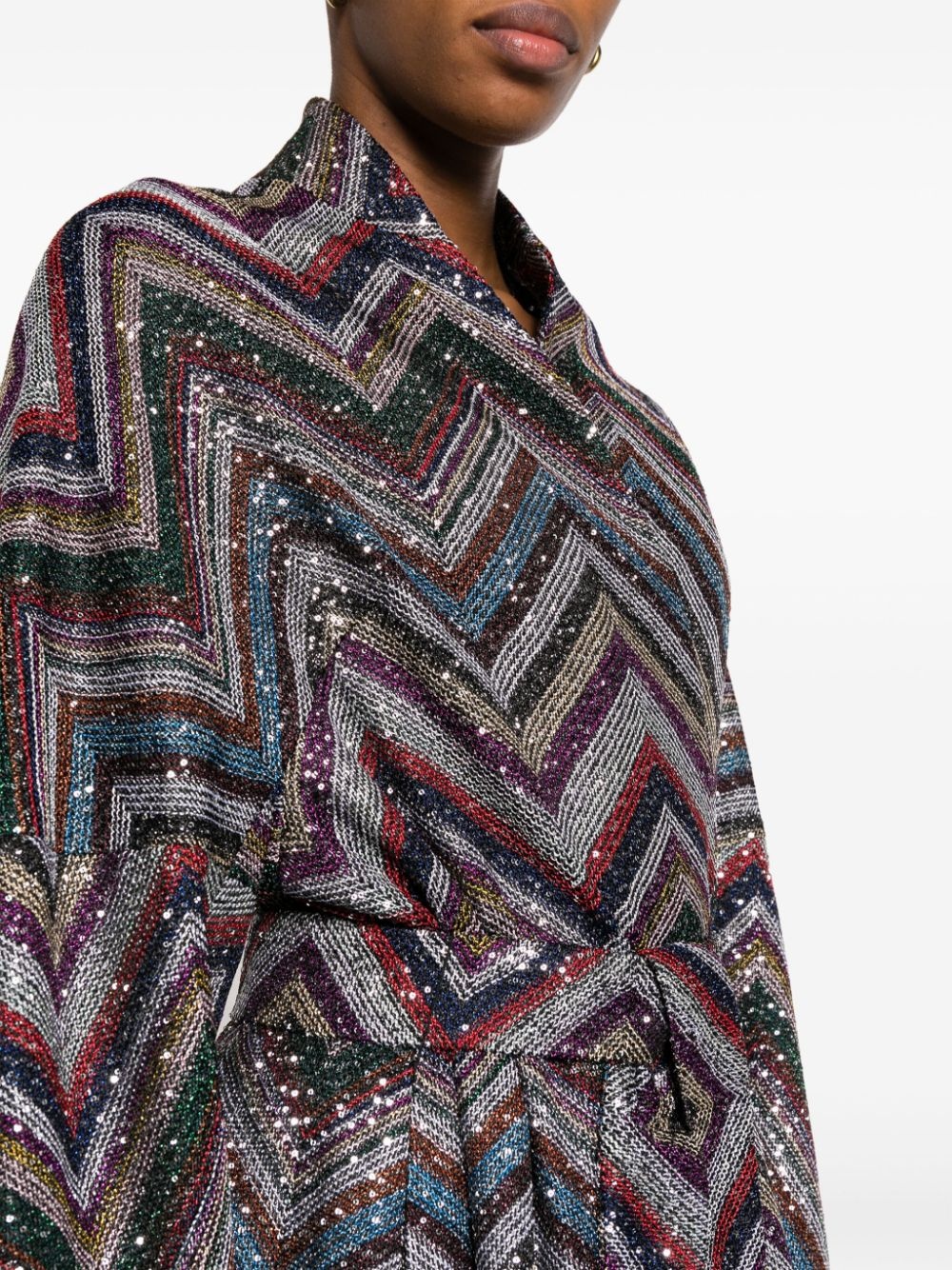 Zigzag sequin-embellished belted coat - 5
