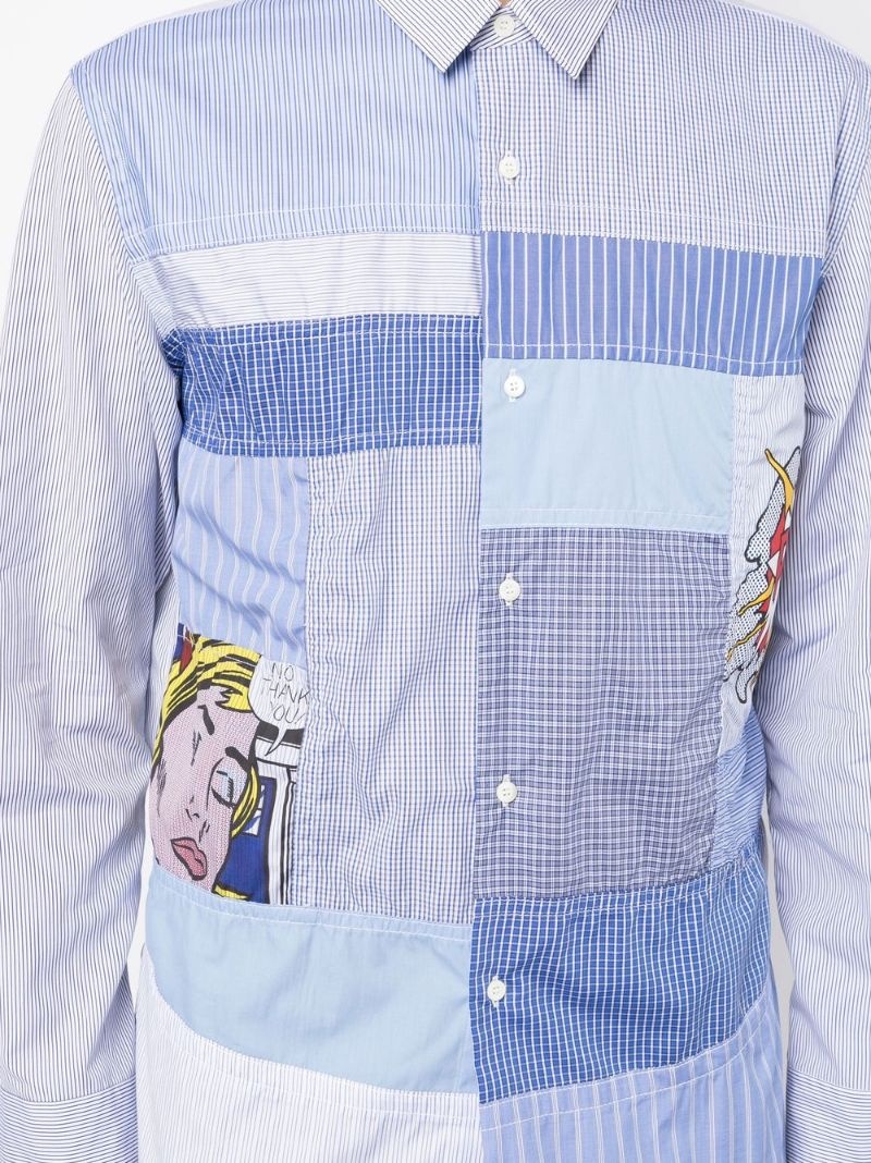 striped patchwork long sleeve shirt - 5