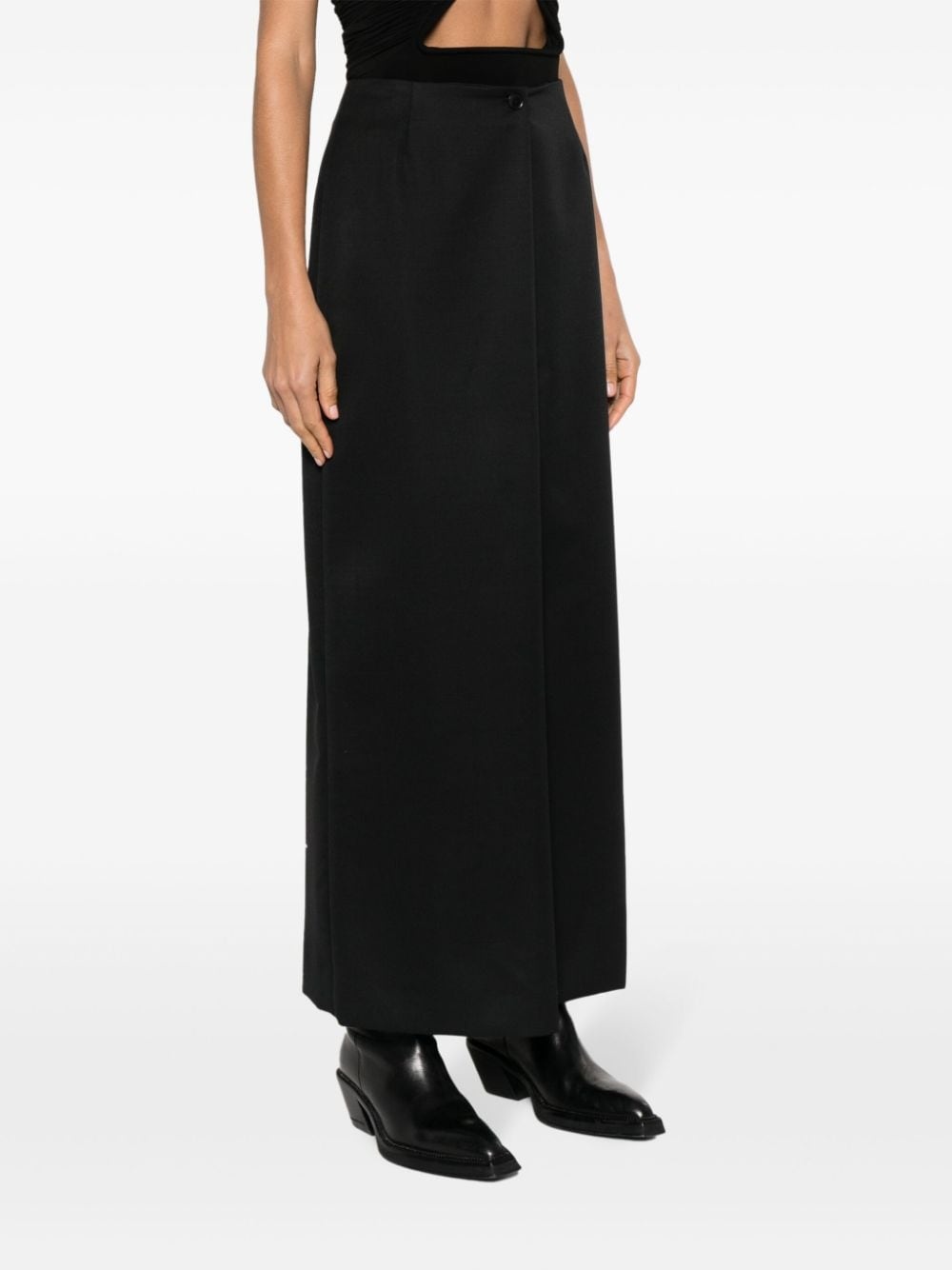 wrap-design high-waisted skirt - 3