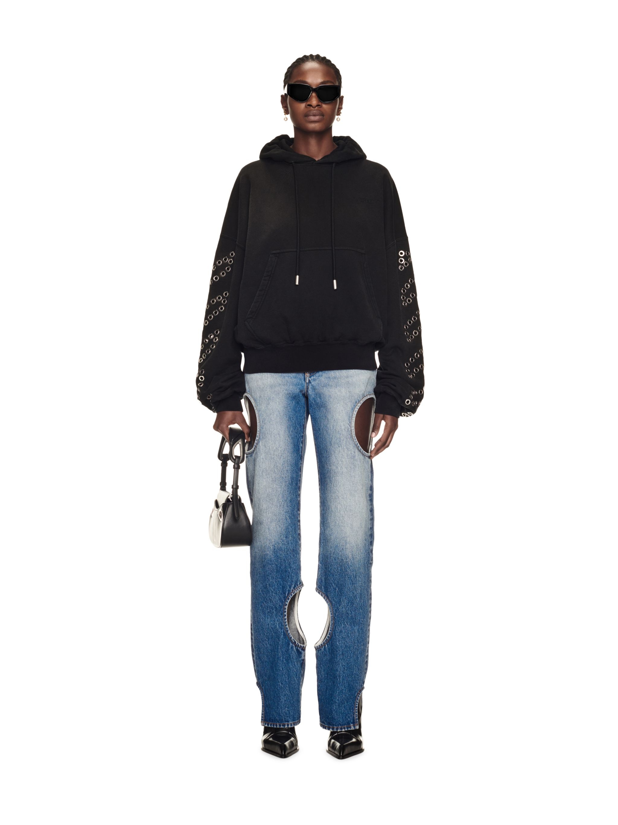 Eyelet Diags Over Hoodie - 2