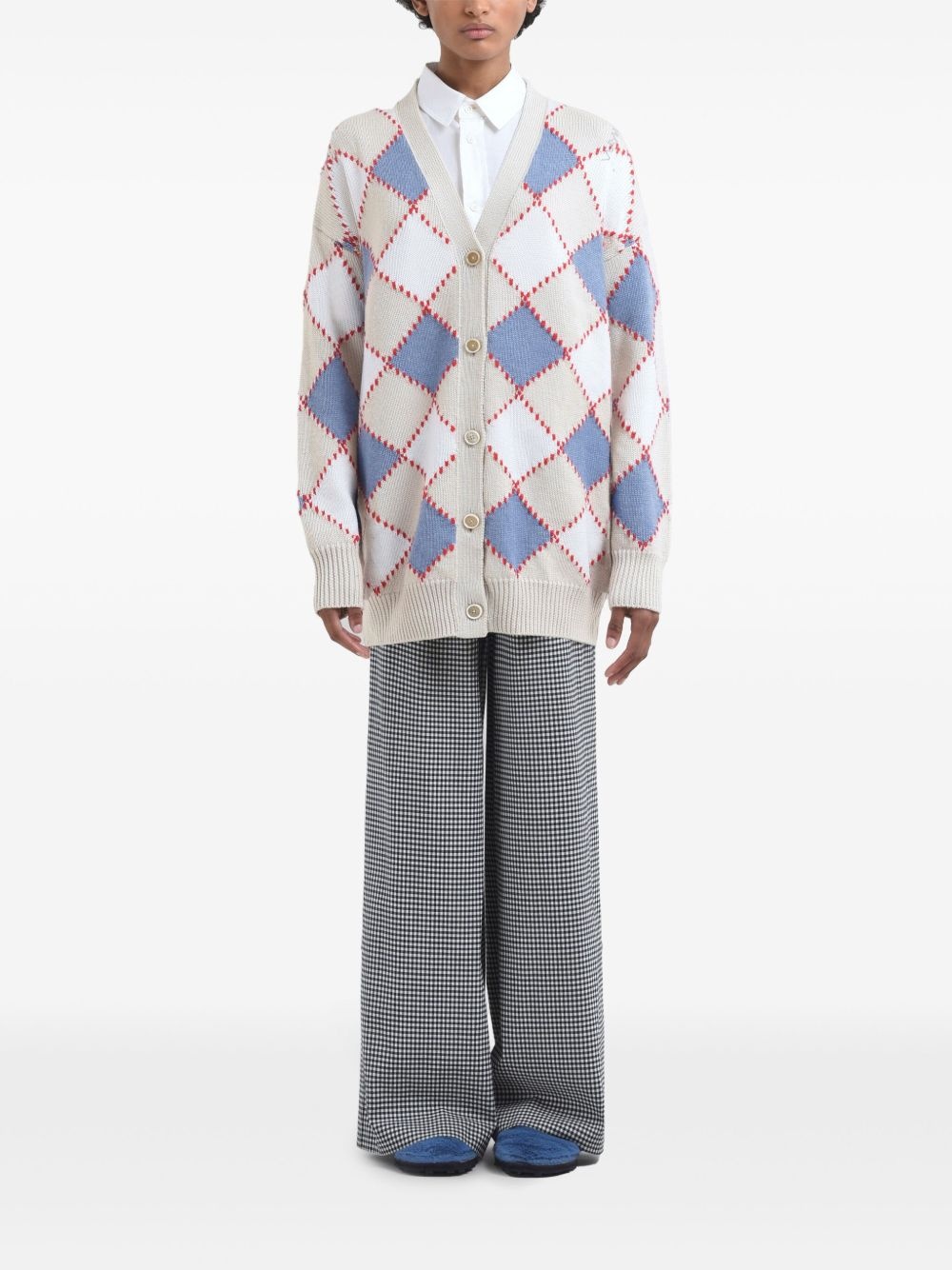 diamond-pattern cardigan - 2