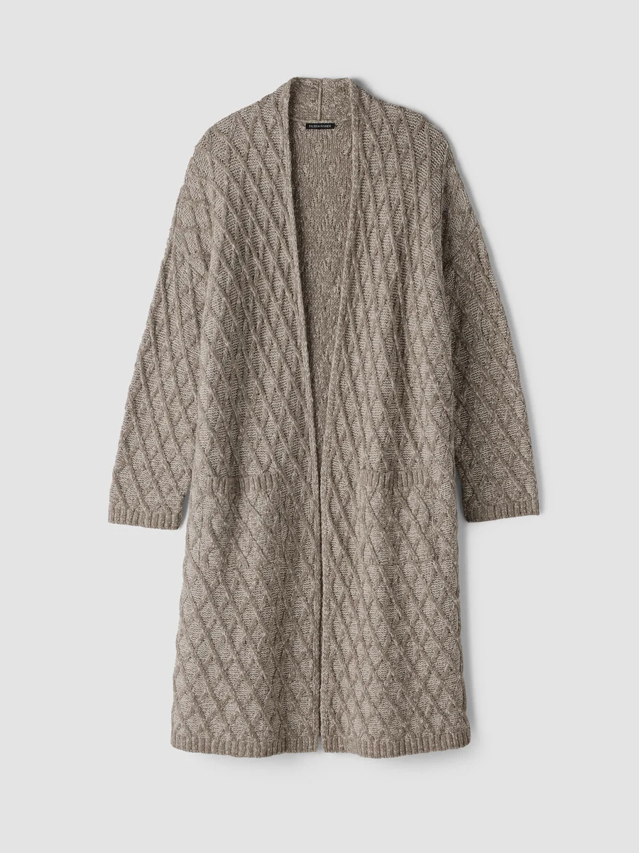 Peruvian Cotton Boucle Fluff Long Cardigan - 1