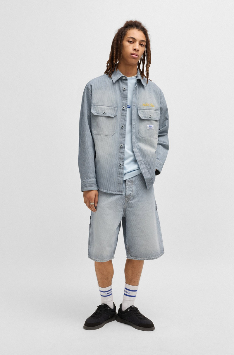 HUGO OVERSIZE-FIT SHIRT IN STRIPED WASHED DENIM outlook
