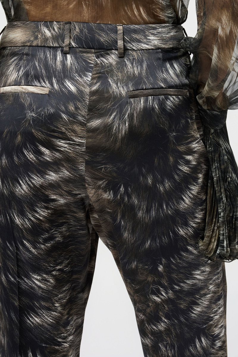 Trousers in Silk with Fur Print 6