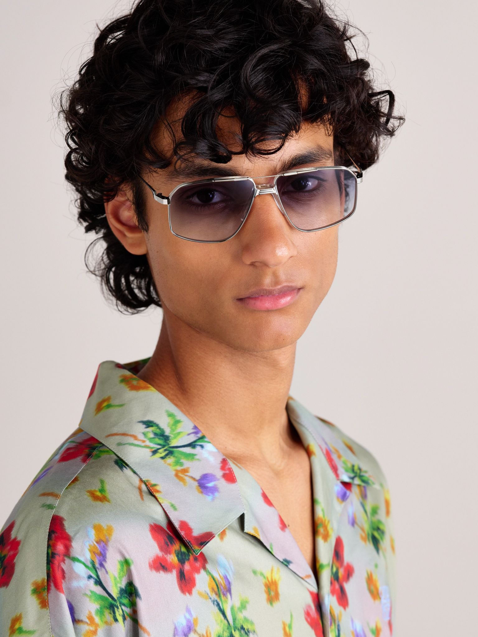 Jagger Aviator-Style Silver-Tone Beta Titanium Sunglasses Silver - 2