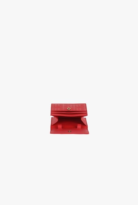Red debossed leather chain card holder with Balmain monogram 5