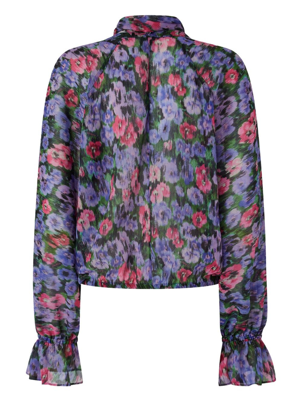 floral-print tie-neck blouse - 2