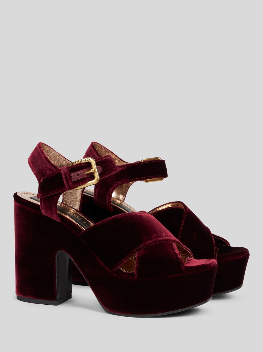VELVET PLATFORM SANDALS - 3