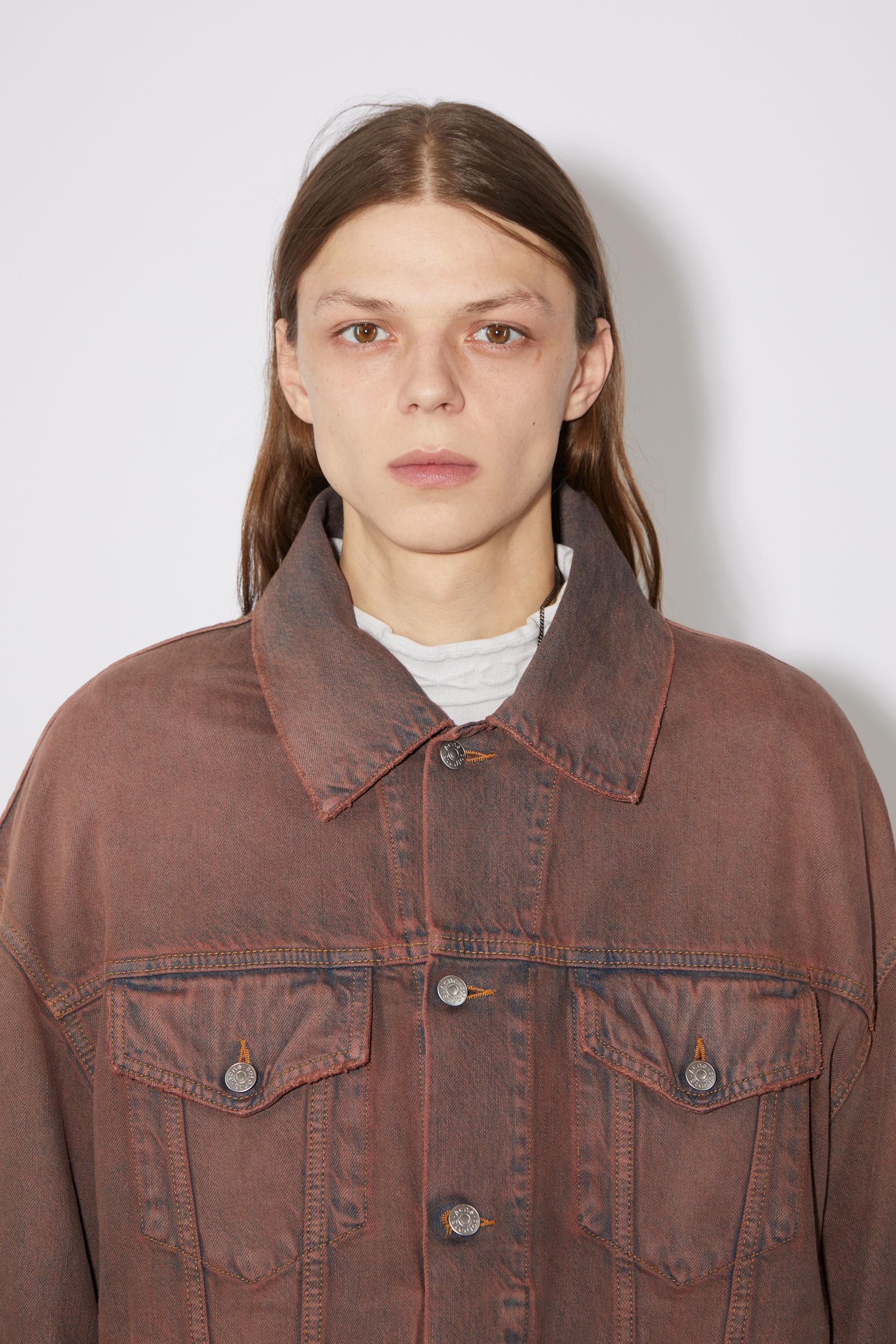 Loose fit denim jacket - Blue/red - 5