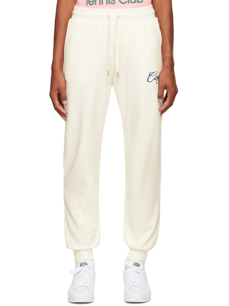 White Embroidered Lounge Pants 1