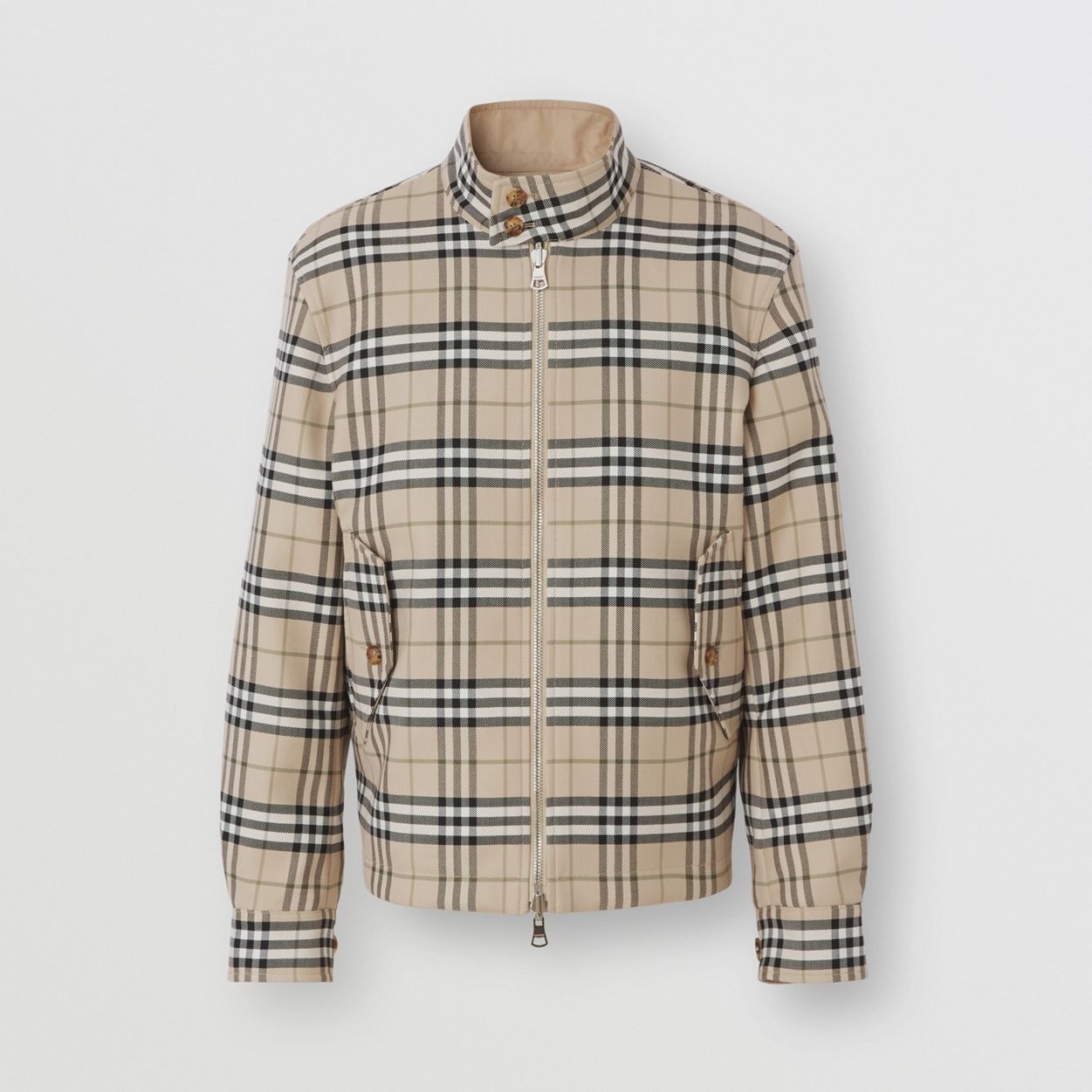 Reversible Check Wool Cotton Harrington Jacket - 1