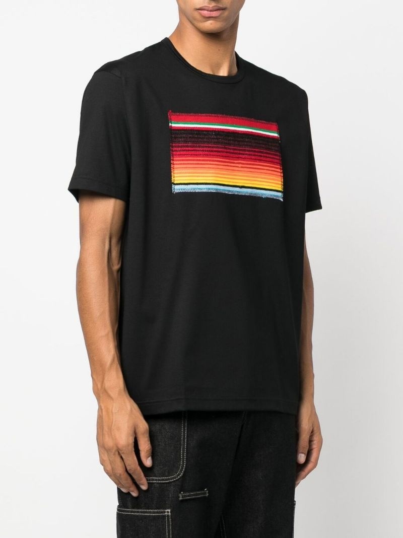 optical print crew-neck T-shirt - 3