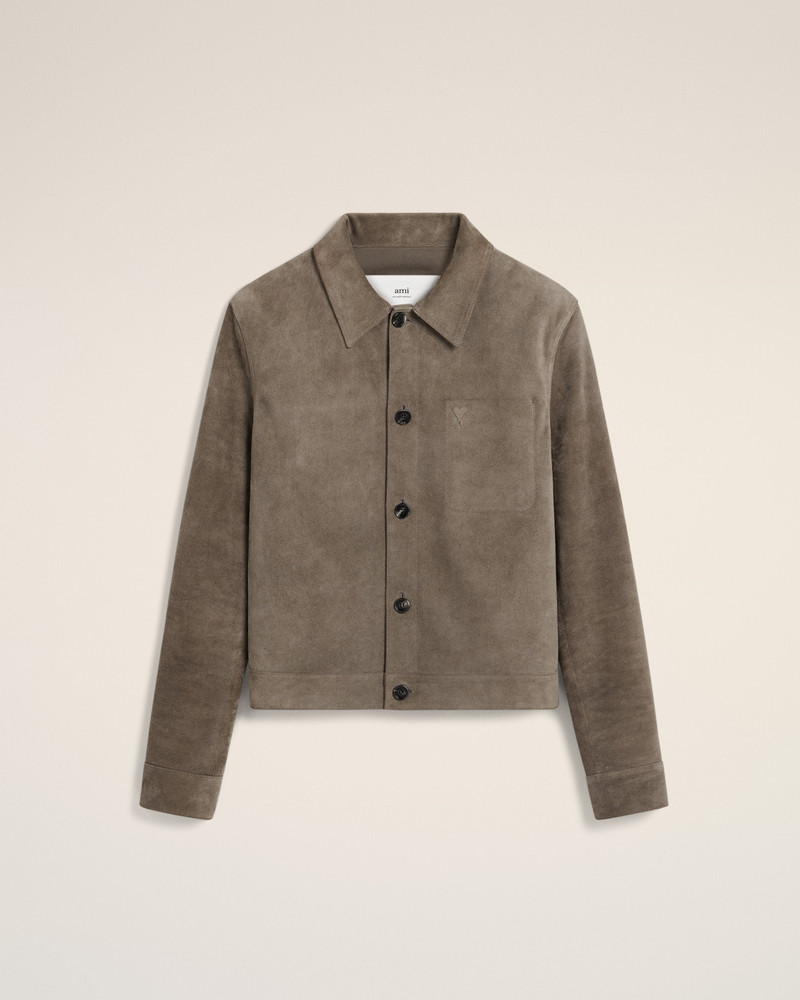 BEIGE LEATHER BUTTONED JACKET 4