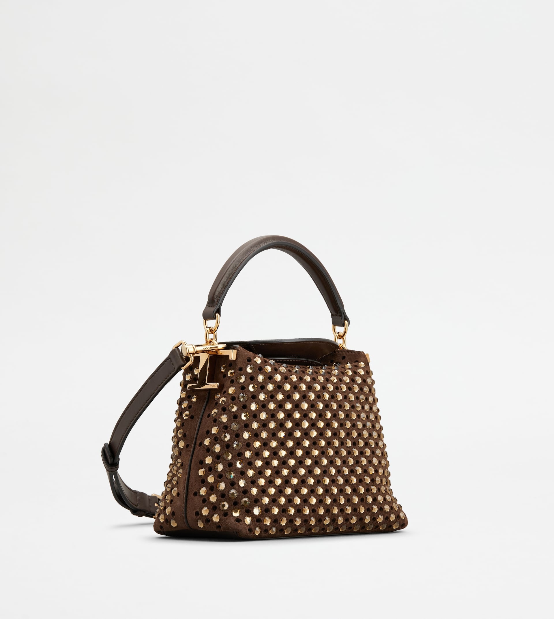 TOD'S T CASE TOTE MESSENGER BAG IN SUEDE MICRO - BROWN - 3