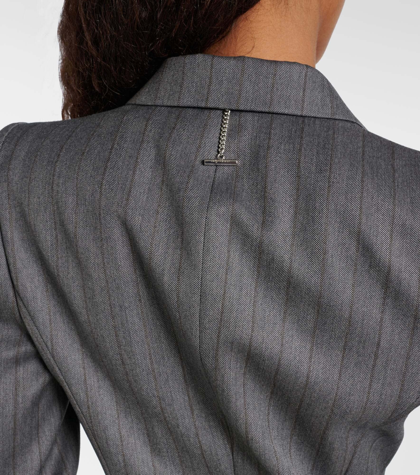 Herringbone pinstripe wool blazer - 6