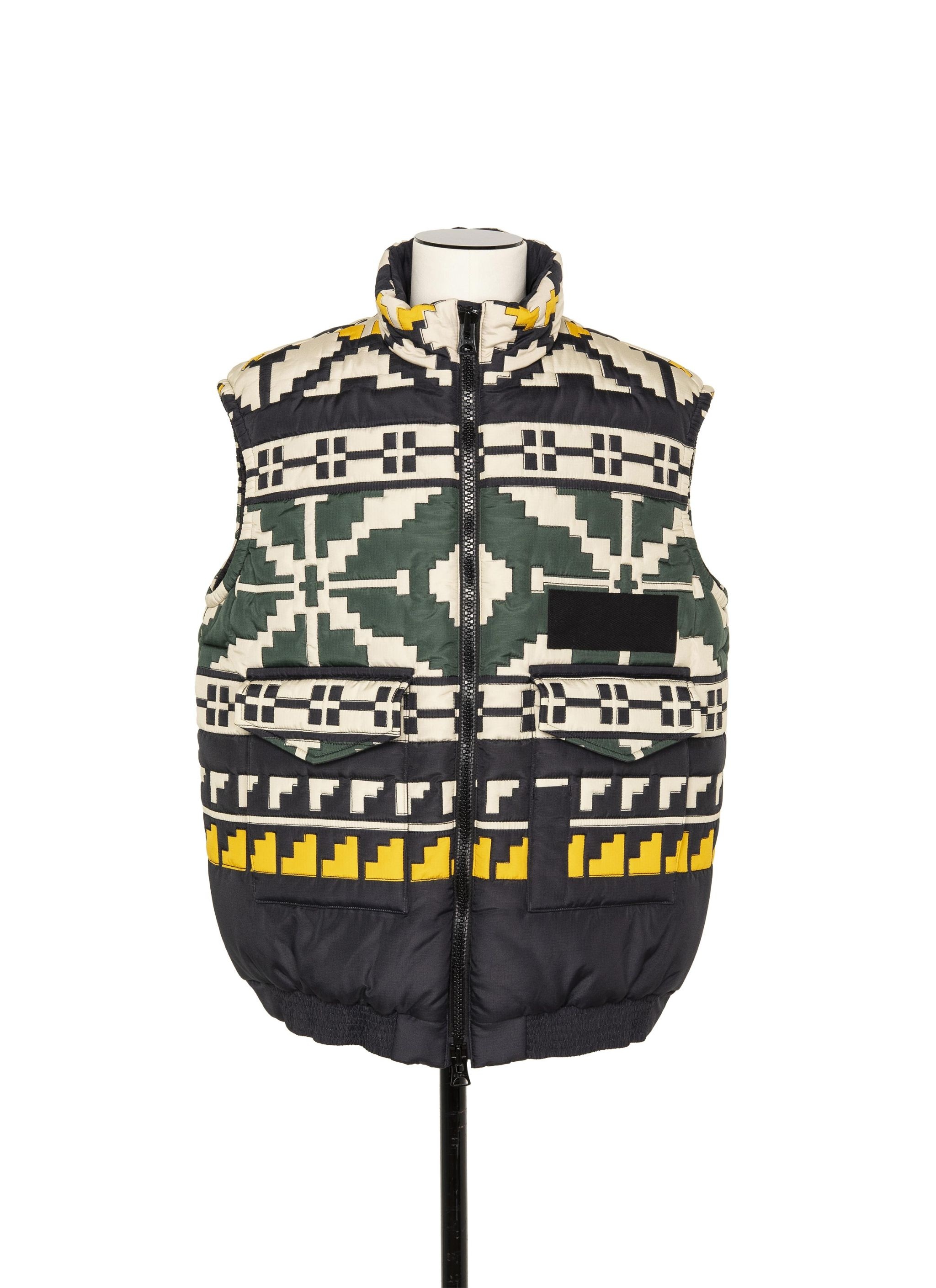 Pattern Knit Quilted Vest - 1
