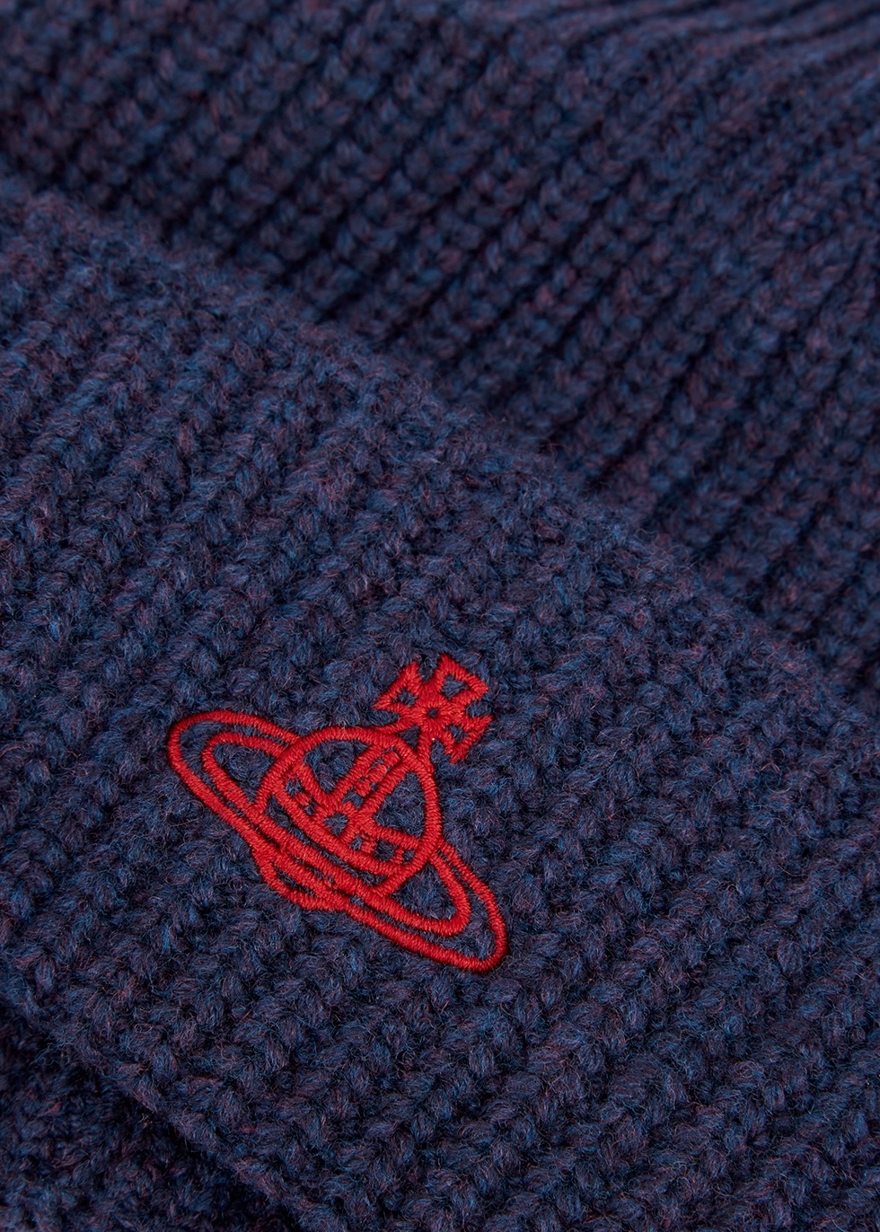 Navy logo-embroidered wool beanie - 3