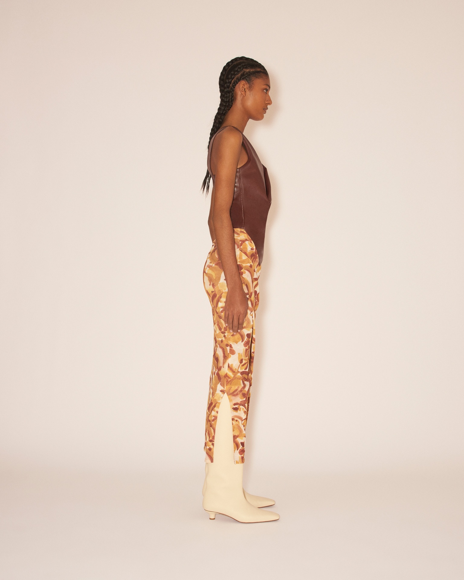 TAINA - Bodycon midi skirt with wrap - Botanic aquarelle - 4