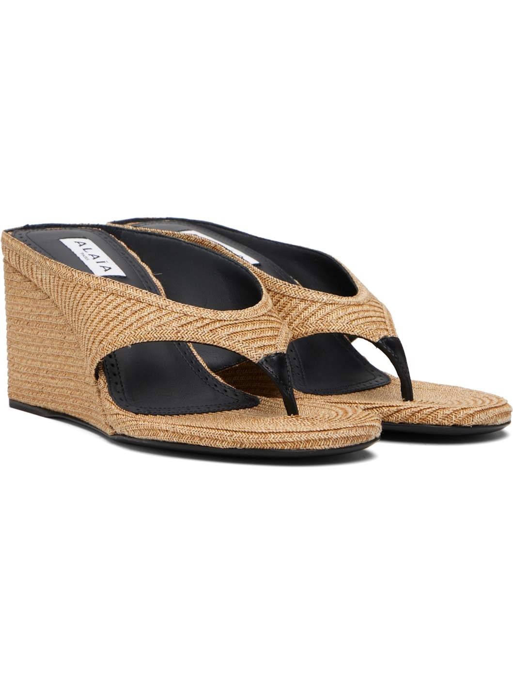 Beige Cube Thong Mule Sandals - 4