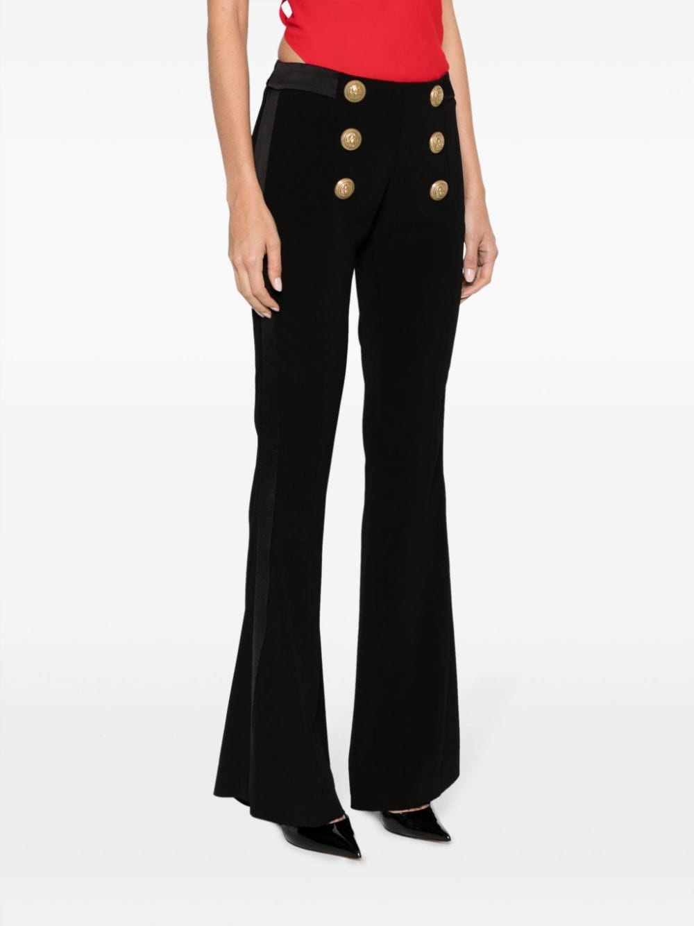 double-button flared trousers - 6