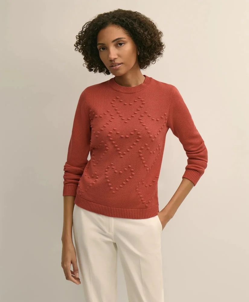 Cotton Textured-Heart Sweater - 1