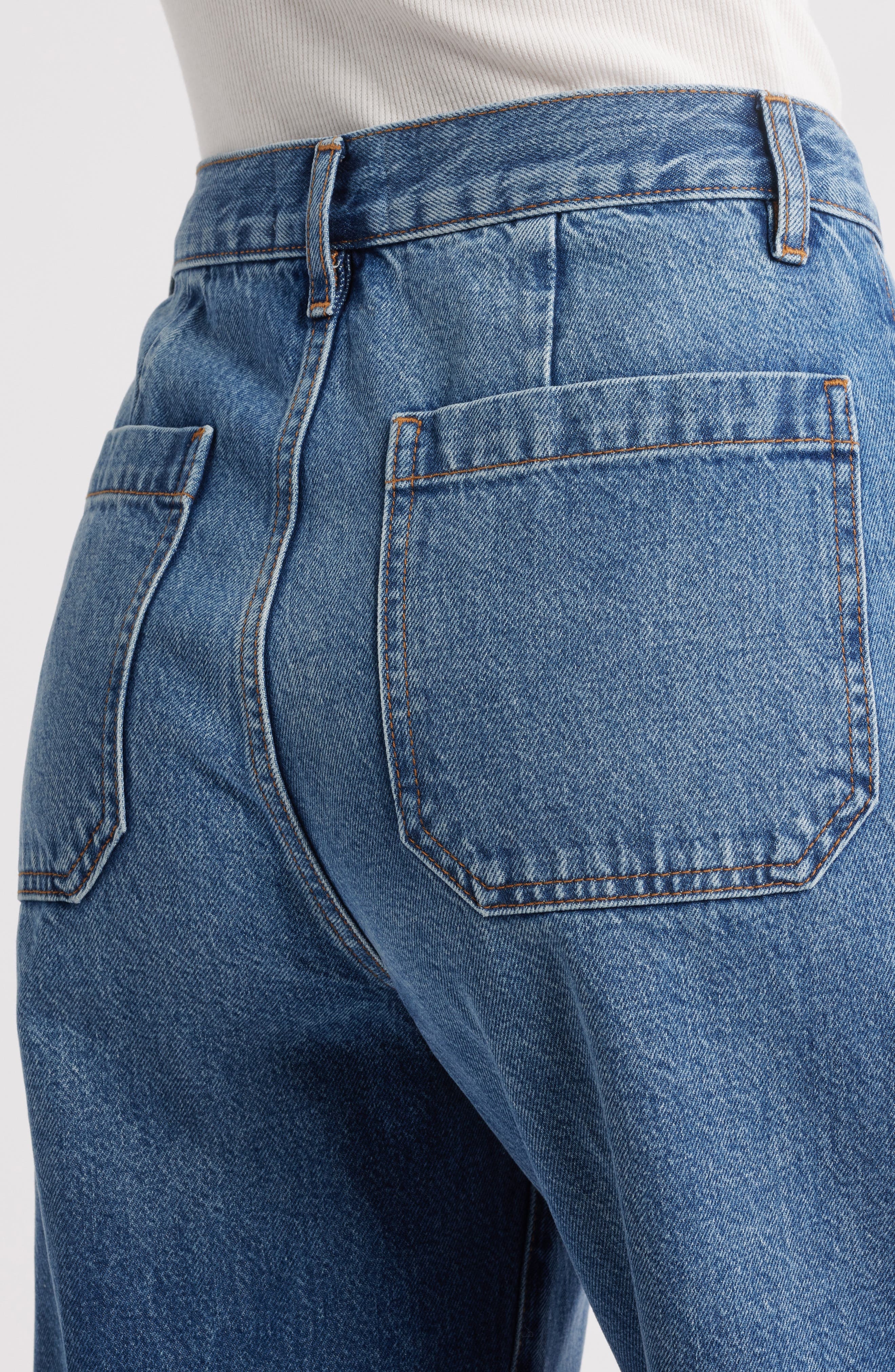 FRAME The Utility Cuff Wide Leg Jeans in Stranger at Nordstrom - 4