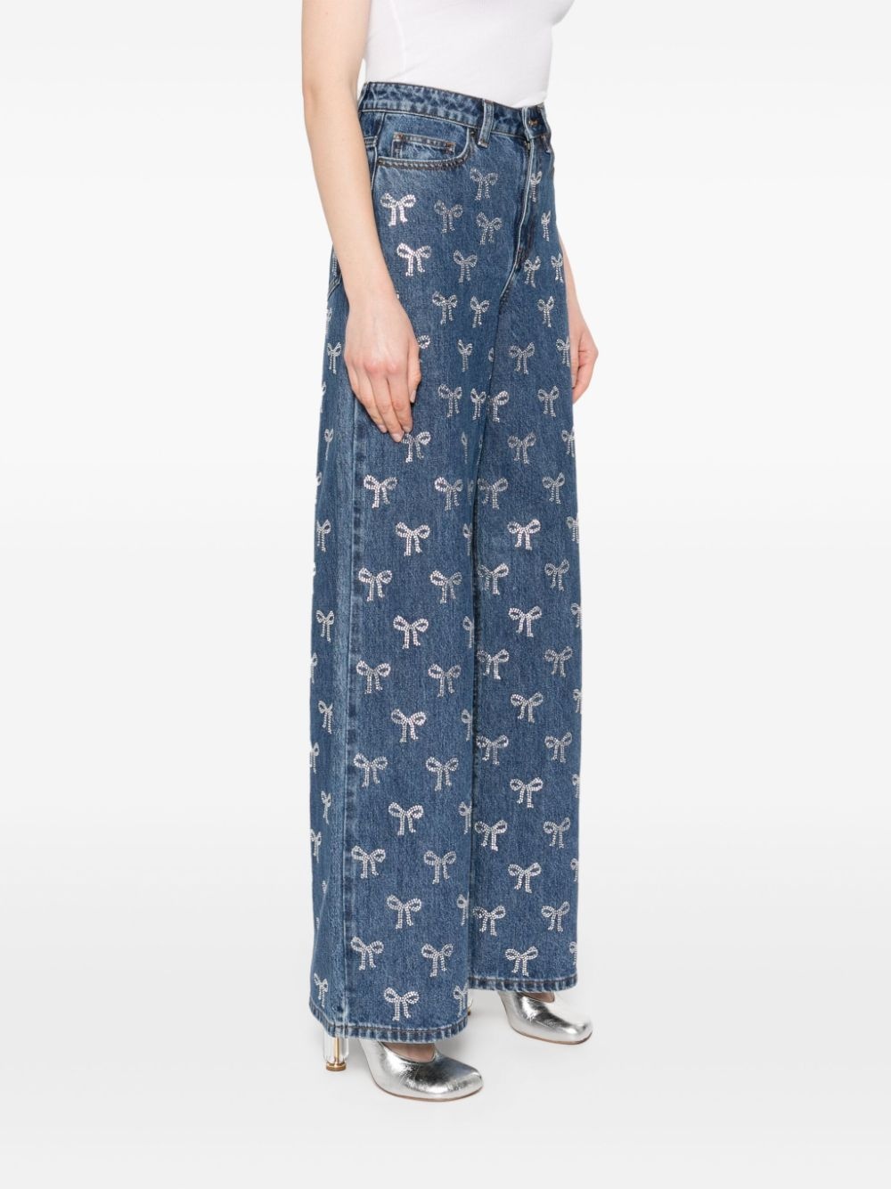 デニム・ジーパン SELF PORTRAIT 'Bow Motif' jeans Grey Denim Bow Motif Jeans – self-portrait-US