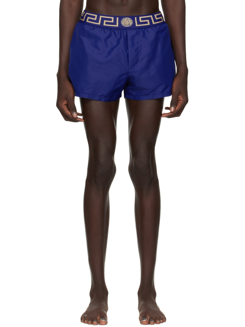 Blue Greca Border Swim Shorts 1