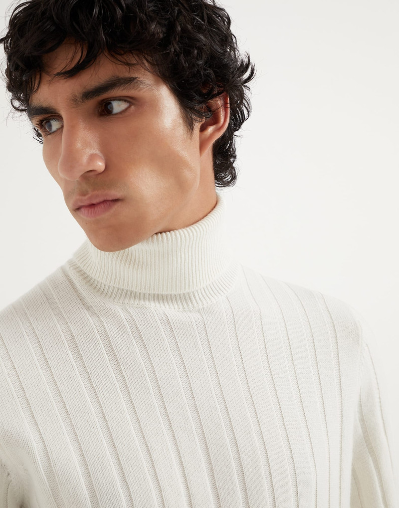 Cashmere flat rib turtleneck sweater 3