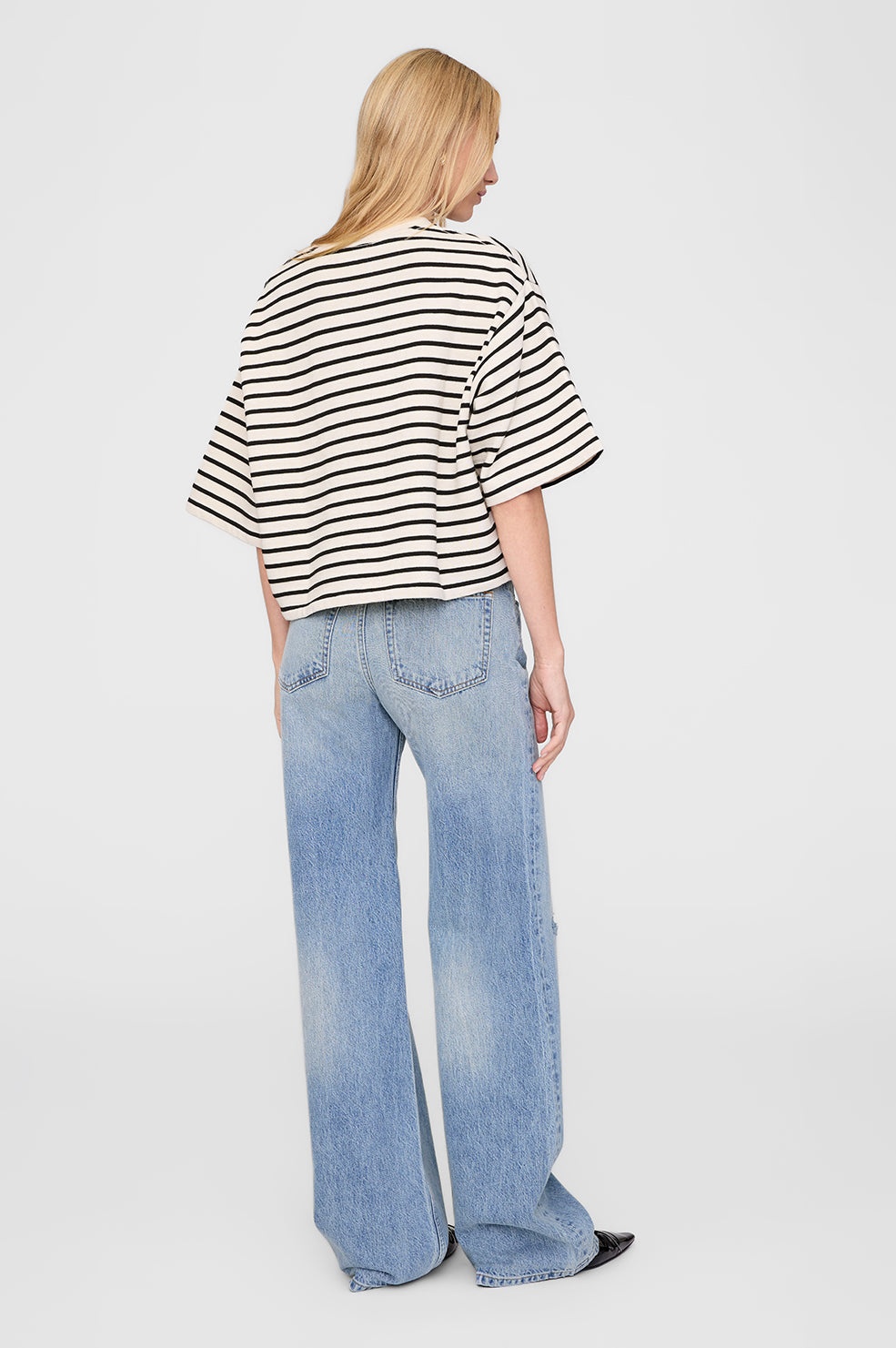 Myers Cropped Tee - Black Stripe French Terry - 3