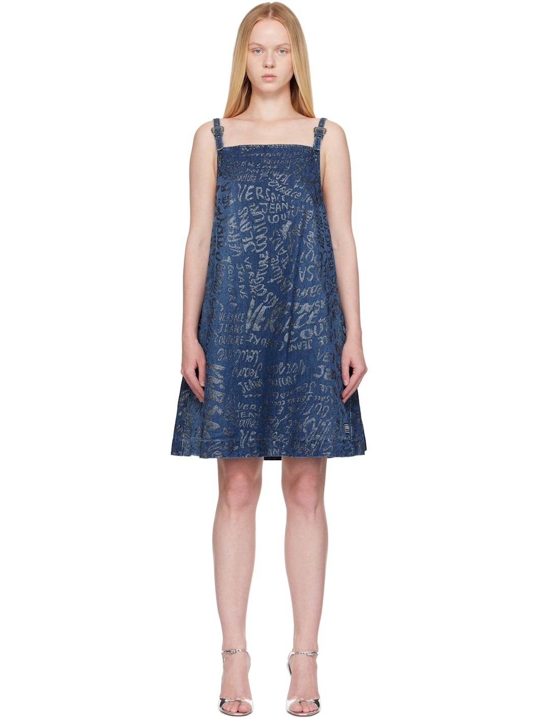 Blue Glitter Finish Minidress - 1