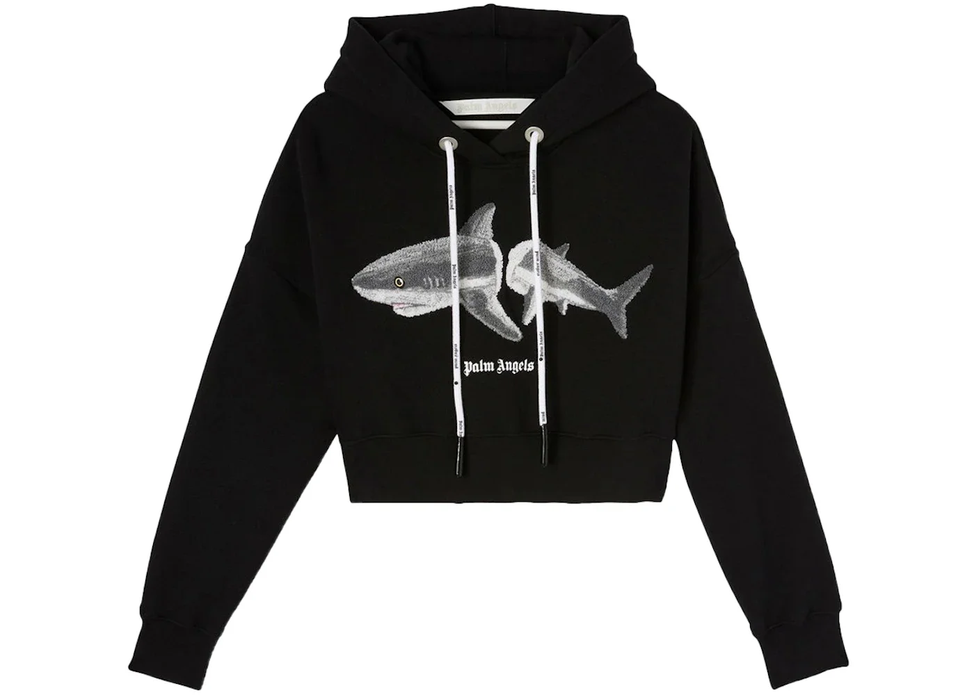 Palm Angels Womens Shark Hoodie Black/White - 1