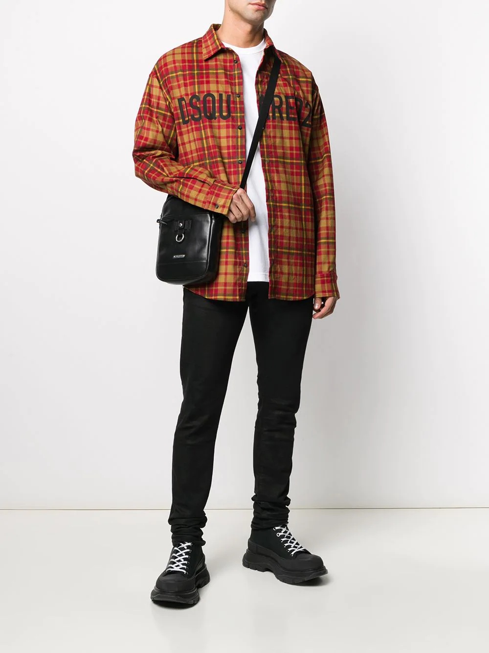 plaid logo print shirt - 2