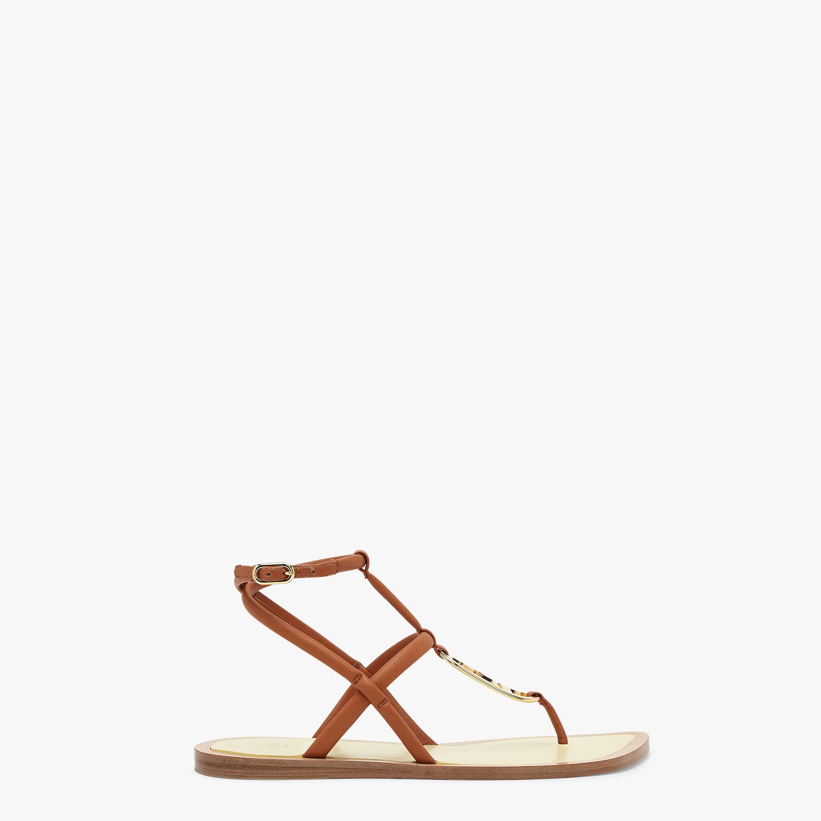 Brown nappa leather thong sandals - 2