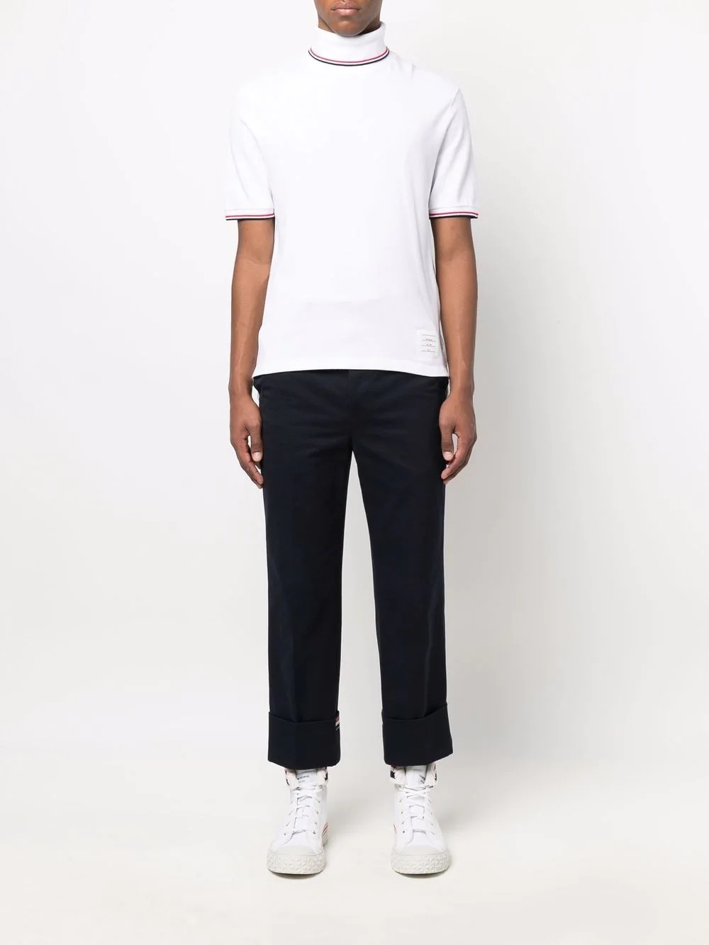 stripe-detailed cotton piqué T-shirt - 2