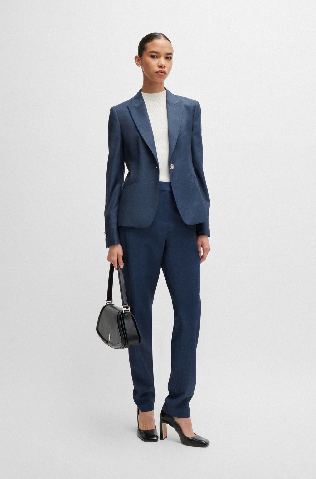 SLIM-FIT JACKET IN DENIM-EFFECT WOOL TWILL - 3