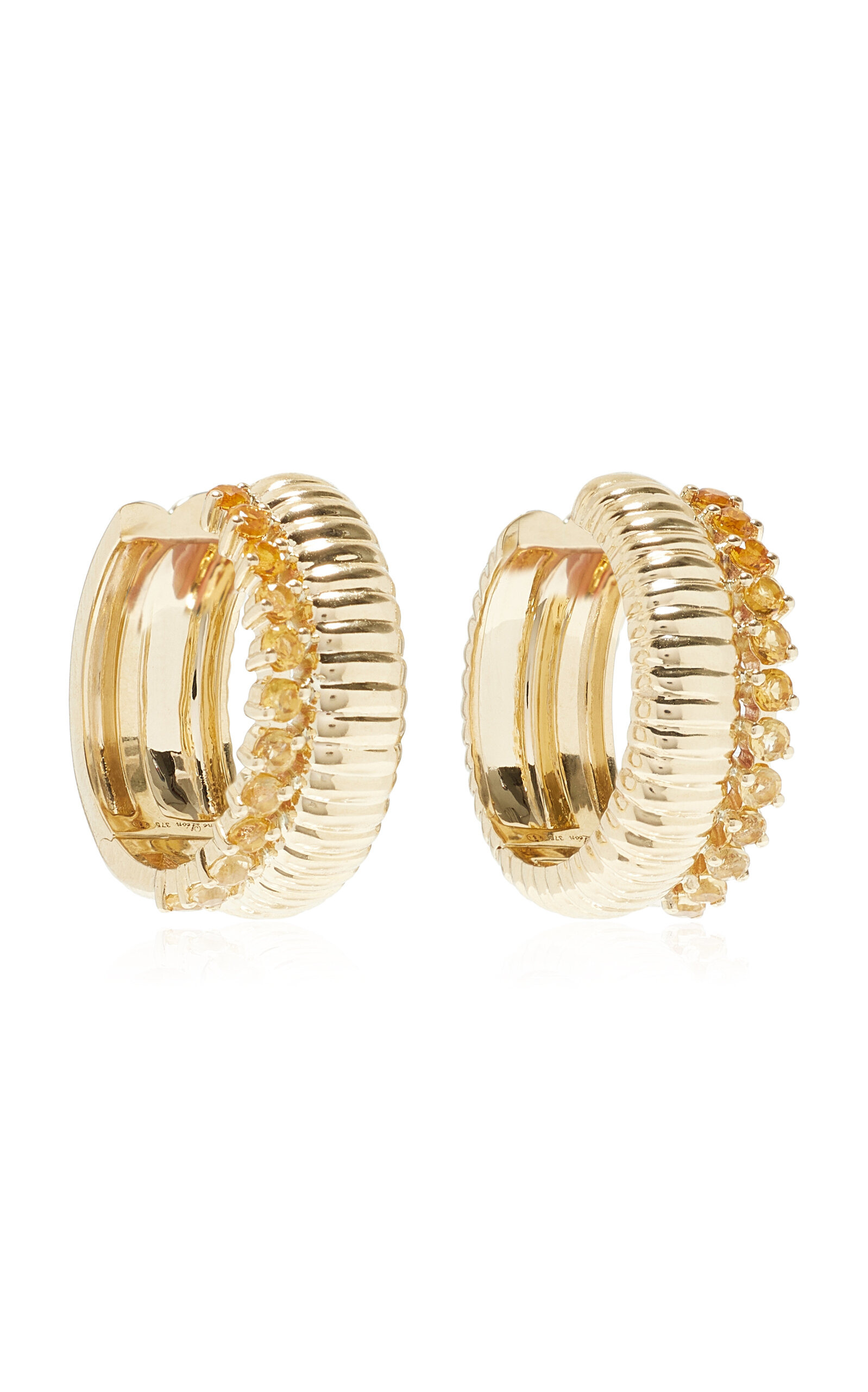 Exclusive Riviera Buoyed Brelingot 9K Yellow Gold Ombre Citrine Hoop Earrings multi - 4