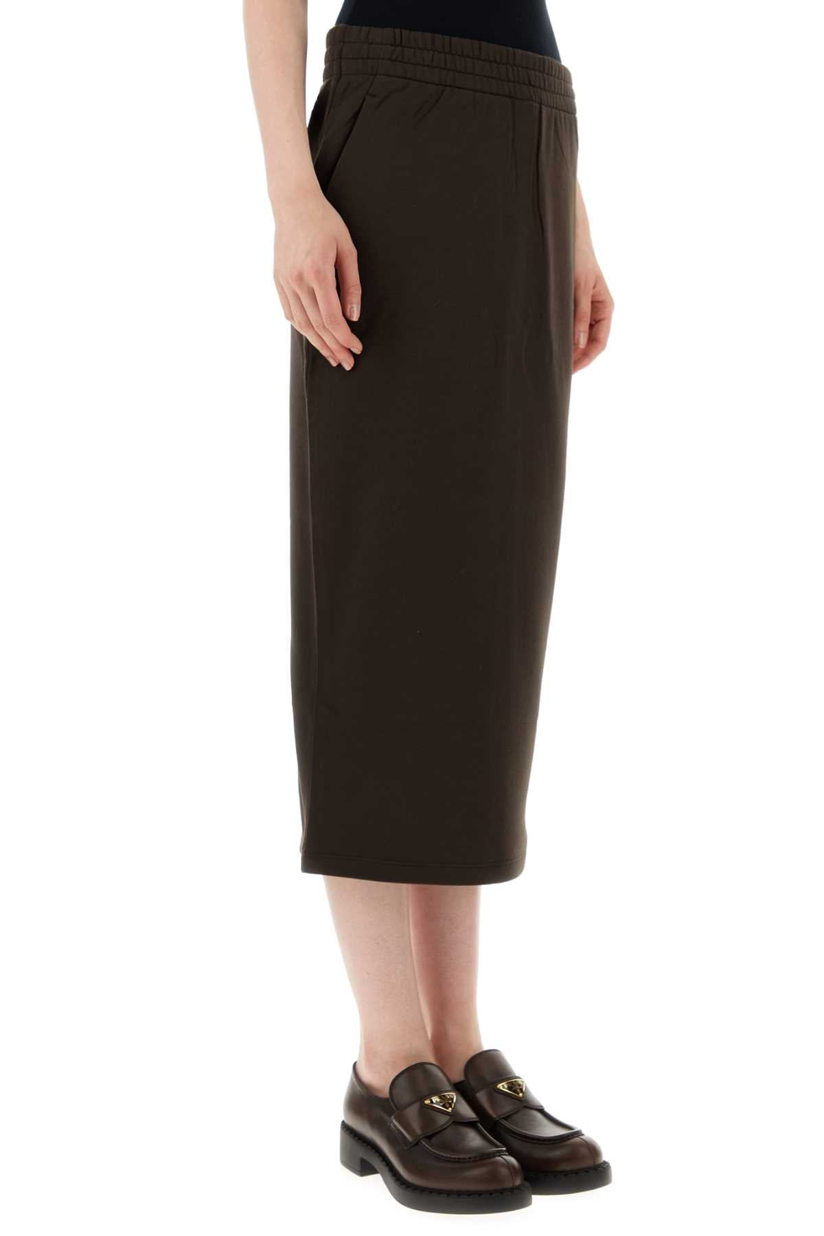 Prada Women Dark Brown Cotton Skirt - 3