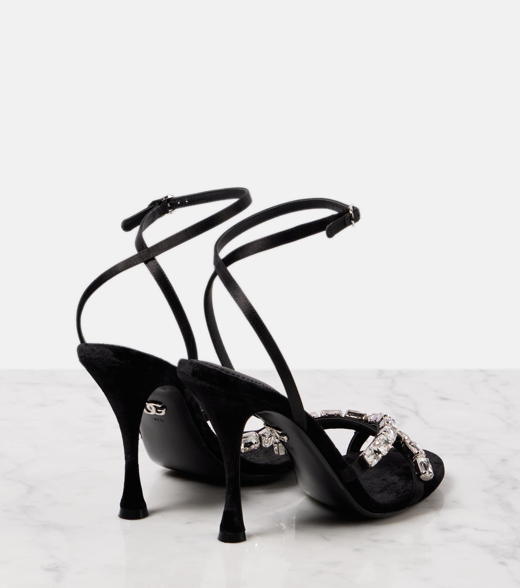 Crystal-embellished satin sandals - 2