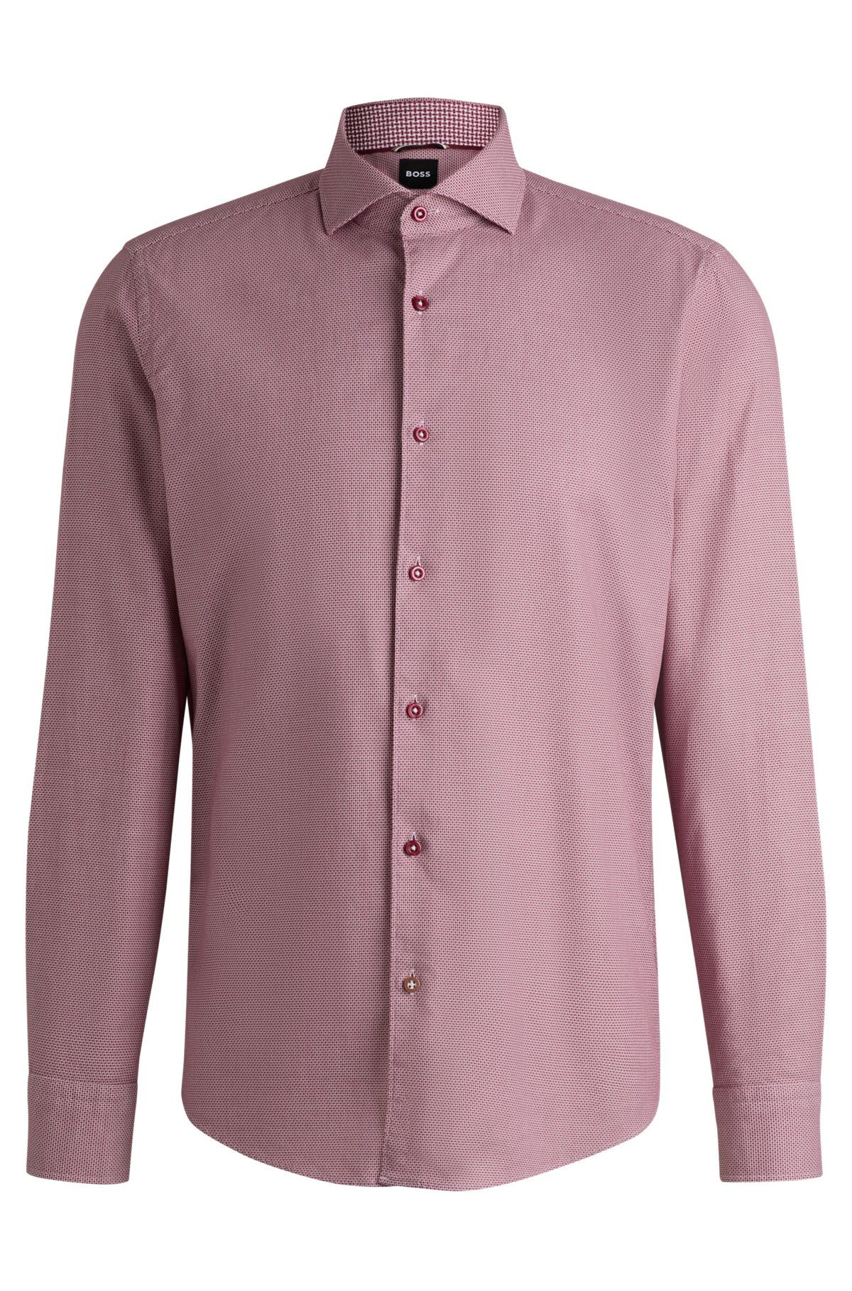 CASUAL-FIT SHIRT IN STRUCTURED COTTON WITH SPREAD COLLAR - 1