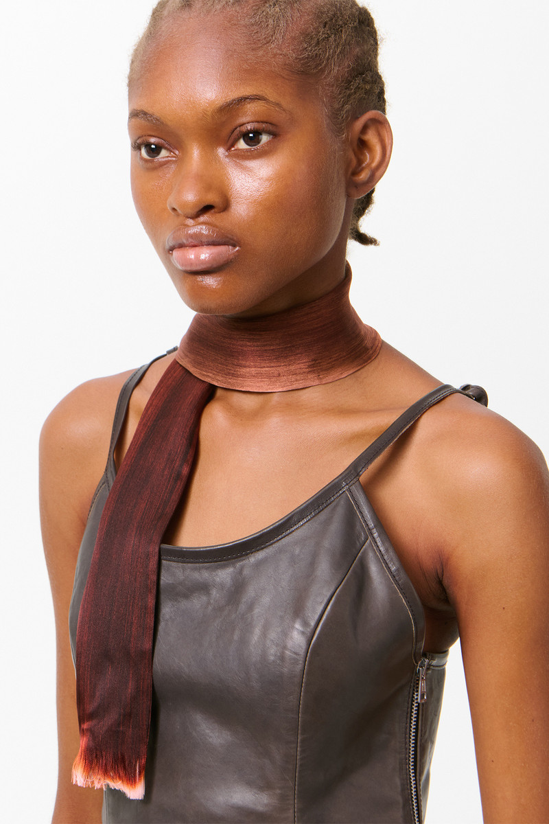 Long Hair Scarf Brunette Silk Satin 4